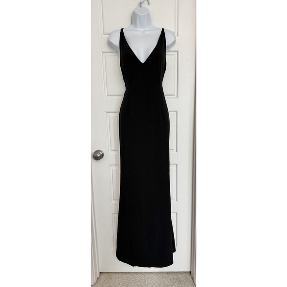 Lulus Dress Size L Black Melora Spaghetti Strap V-Neck Evening Cocktail Maxi - Picture 3 of 11